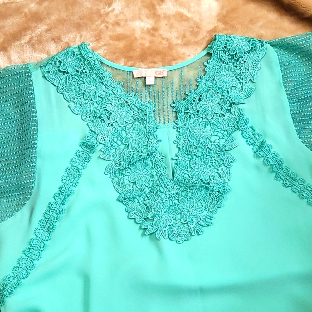 Aqua silk blouse